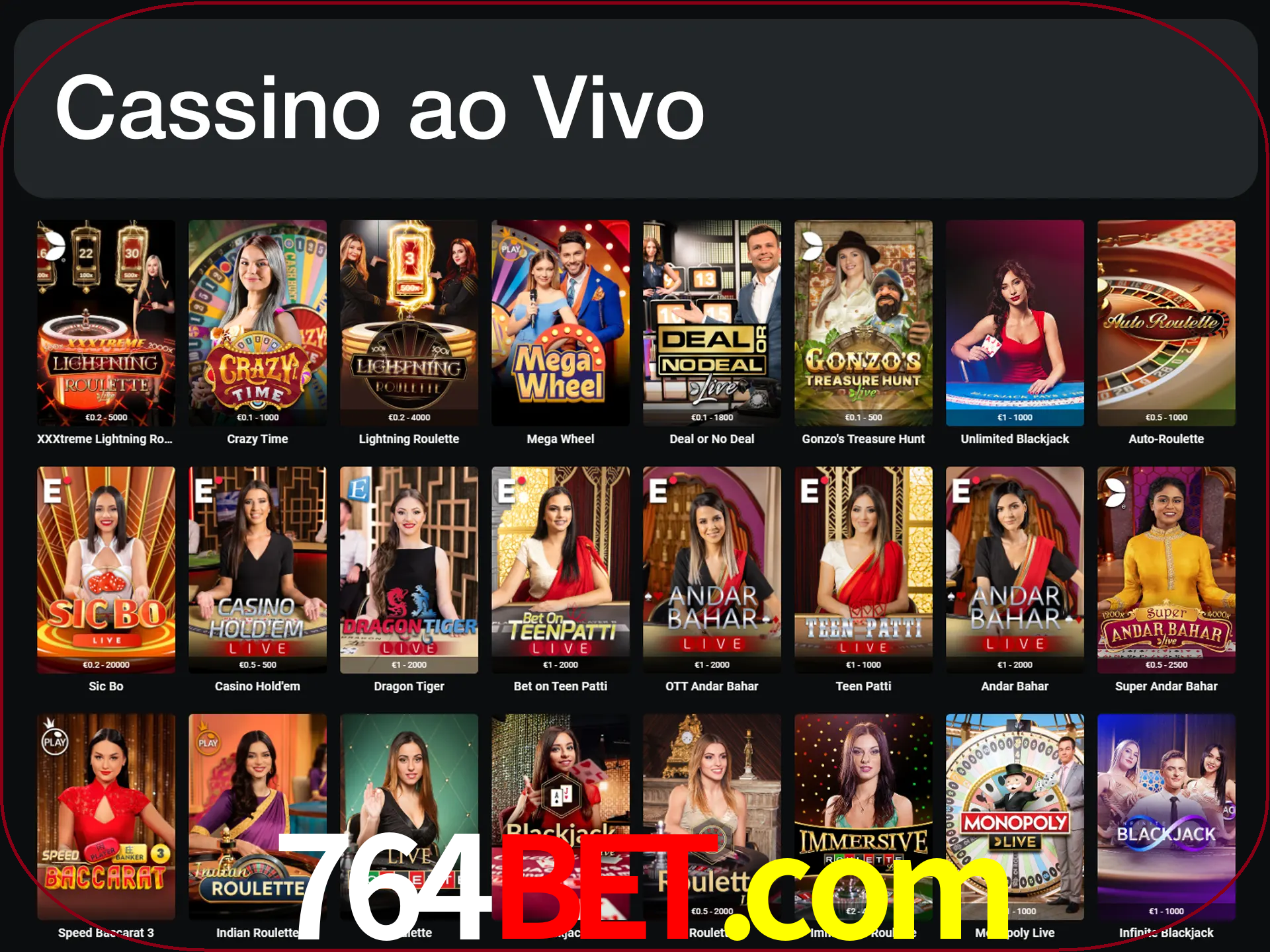 Jogue jogos de cassino com um verdadeiro dealer.