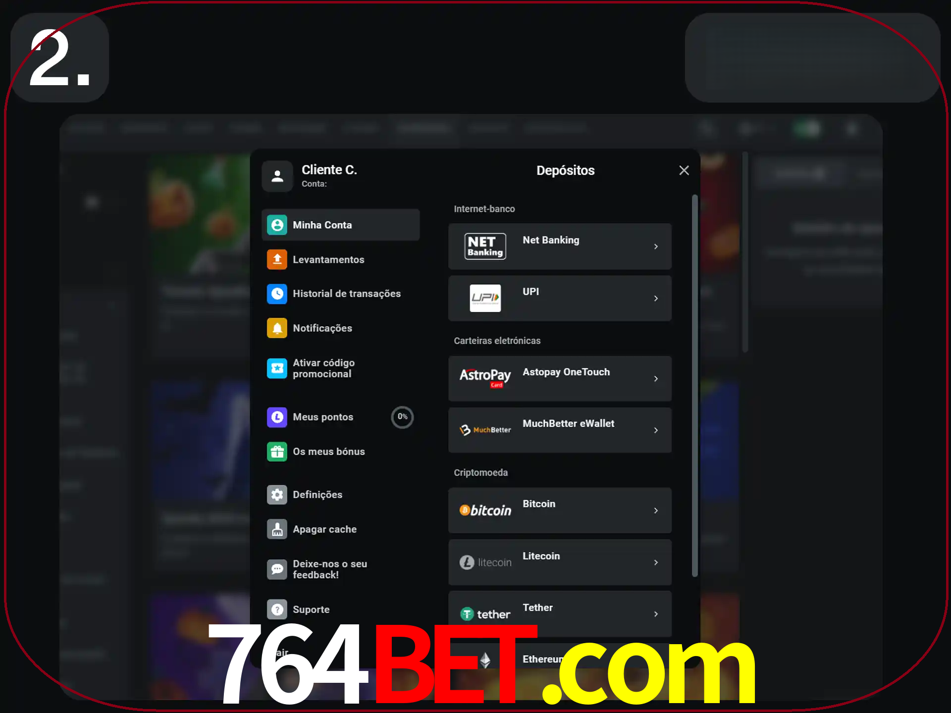 Clique na forma de pagamento preferida.